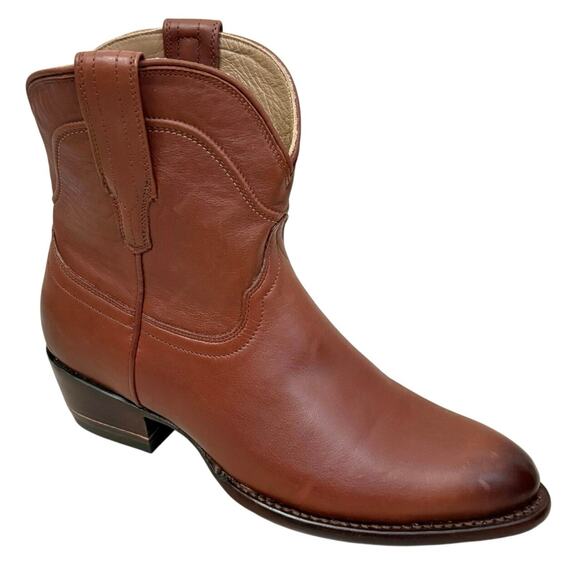 Tecovas Revivals Women’s Leather Roper Boots Bourbon Brown Short Booties 8B - Picture 1 of 16